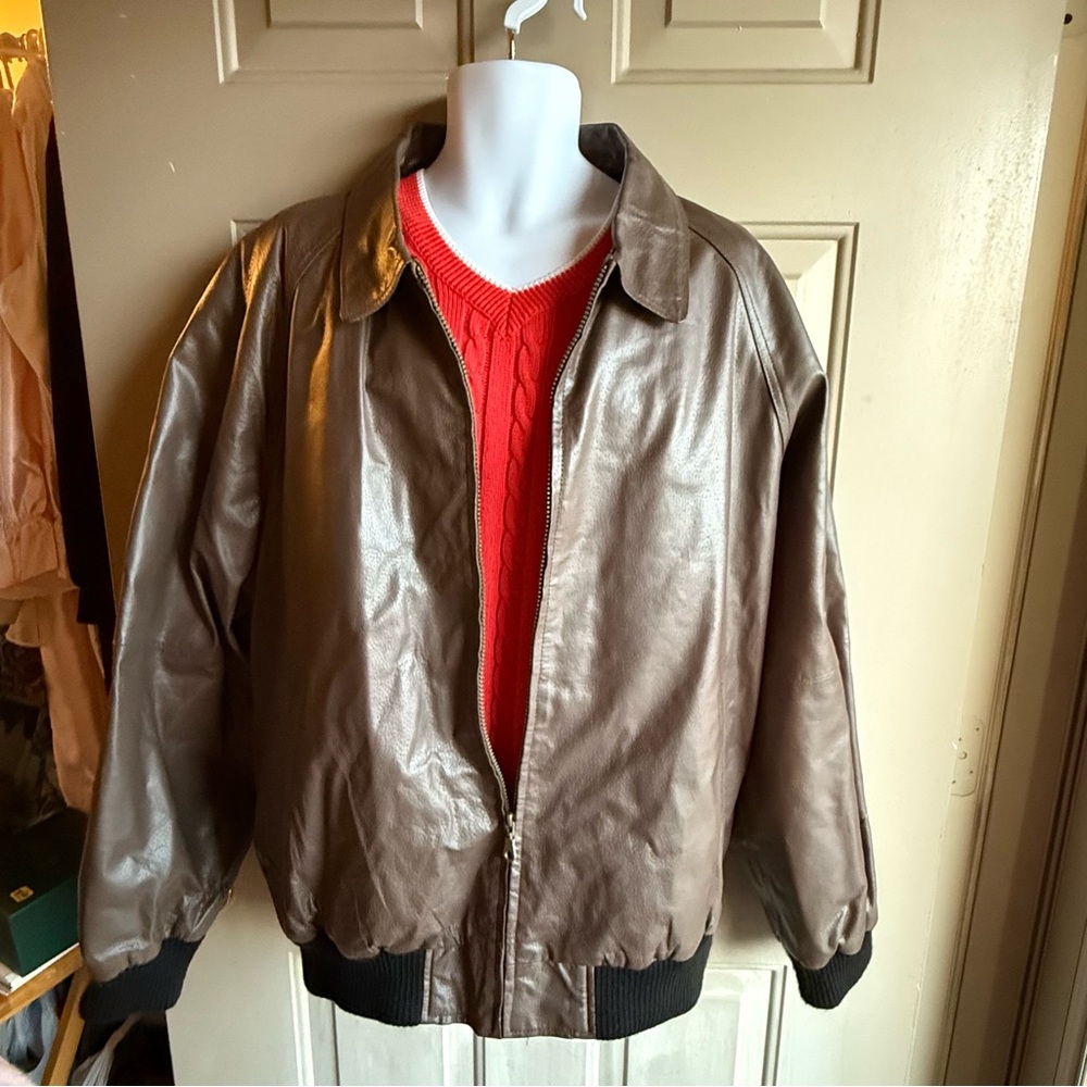 Scandia Woods Men’s Brown Bomber Jacket 2 XL Aviator Flight Jacket Retro